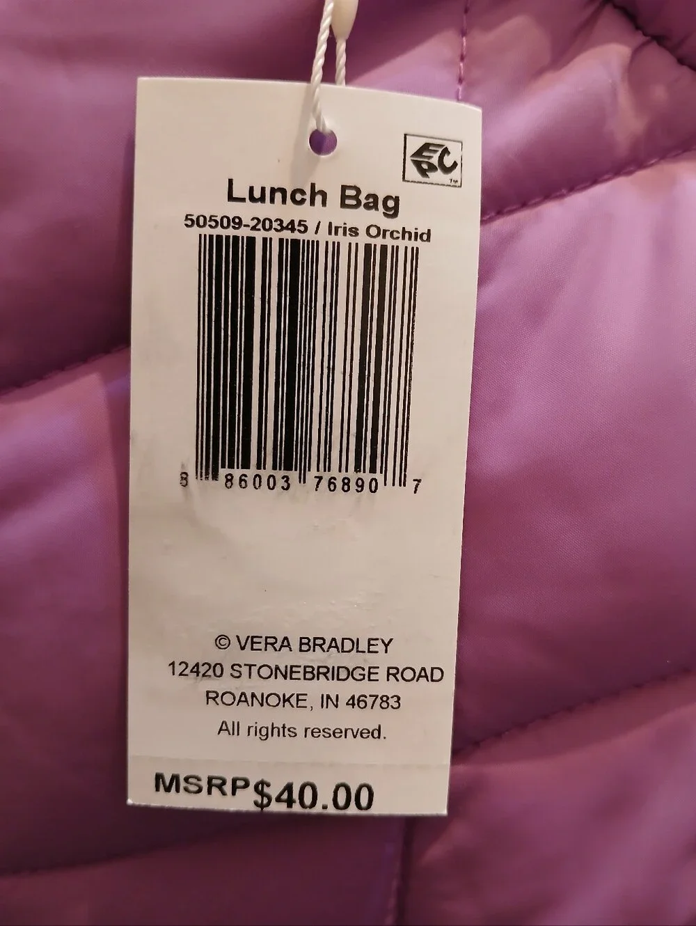 Vera Bradley Featherweight lunch bag Iris Orchid